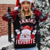 women s Christmas pullover Santa Claus embroidery round neck sweater  NSYH7108
