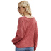 hot women s lace long-sleeved loose T-shirt V-neck pullover sweater NSYH7109