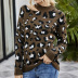women s round neck sexy looped pullover Slim round neck leopard print long-sleeved sweater NSYH7111