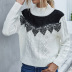 Casual Loose Half Turtleneck Sweater Contrast Lace Stitching Ladies Long Sleeve Knit NSYH7130