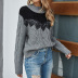 Casual Loose Half Turtleneck Sweater Contrast Lace Stitching Ladies Long Sleeve Knit NSYH7130
