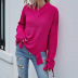 loopholes fluorescent color knitted bottoming shirt British style loose V-neck pullover sweater NSYH7135