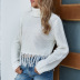 tassel white turtleneck knitted sweater  NSYH7142