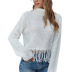 tassel white turtleneck knitted sweater  NSYH7142