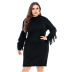 hot style autumn plus size women s black dress tassel loose long knit sweater NSYH7148