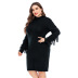 estilo caliente otoño tallas grandes vestido negro borla suéter de punto largo suelto NSYH7148