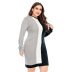 plus size women s knitted dress vertical stripes slim long sweater NSYH7151