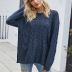 cable slit crew neck sweater  NSYH7152