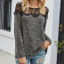 autumn and winter sexy lace knit top loose bottoming long-sleeved thin sweater NSYH7155