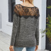 autumn and winter sexy lace knit top loose bottoming long-sleeved thin sweater NSYH7155