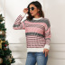 new women s loose pullover long-sleeved round neck Christmas striped ladies sweater NSYH7170