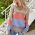 autumn and winter new V-neck striped long-sleeved open back pullover sweater NSYH7172