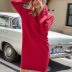 hot models plus size women s solid color base sweater autumn and winter long knitted dress NSYH7174