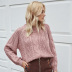autumn and winter new round neck pullover ladies knit sweater cable long sleeve loose sweater top NSYH7176