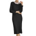 solid color twisted flower base sweater skirt women one-word neck slim long knitted dress NSYH7179