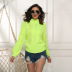 suéter de punto de manga larga de color fluorescente de talla grande de estilo caliente para mujer jersey suelto de medio cuello alto NSYH7182