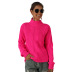 hot style women s plus size fluorescent color long-sleeved knit sweater loose half high neck pullover NSYH7182