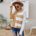 autumn and winter new women s round neck pullover sweater striped contrast color knitted bottoming shirt NSYH7189