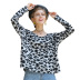 leopard print pullover sweater new loose V-neck long-sleeved T-shirt women s top NSYH7192