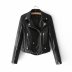 lapel slim short PU leather motorcycle belt jacket  NSAM7221