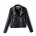 motorcycle washed PU leather lapel collar short jacket NSAM7253