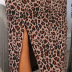 Low-Cut Halter Strap Leopard Print Split Dress NSAG7333