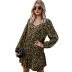 leopard print temperament long sleeve skirt  NSDY7346