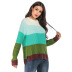 round neck pullover knitted striped sweater top NSYH7453