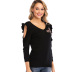 nine-point sleeve fashion butterfly sequins V-neck pullover NSYH7461
