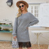 autumn and winter knitted lace round neck loose solid color long sweater dress NSYH7463