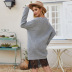 autumn and winter knitted lace round neck loose solid color long sweater dress NSYH7463