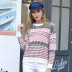 striped pullover long sleeve sweet round neck sweater NSYH7466