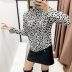  pleated decorative printed blouse shirt NSAM7594
