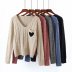 retro long-sleeved loose V-neck knitted sweater NSAM7606