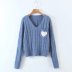 retro long-sleeved loose V-neck knitted sweater NSAM7606