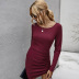 autumn sexy simple pleated dress  NSDY7663