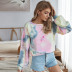 fashion contrast color tie-dye long-sleeved T-shirt NSDY7675