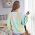 fashion contrast color tie-dye long-sleeved T-shirt NSDY7675