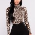 autumn and winter high-neck leopard print long-sleeved t-shirt NSCX7704