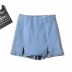 High-waisted rear zipper stretch denim double slit skirt pants NSAC14566