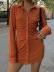 Fall slim stretch pleated velvet shirt dress NSAC14581