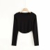 solid color short slim round neck long-sleeved T-shirt  NSAC14611