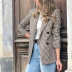 temperament double-breasted loose houndstooth suit jacket NSAC14612