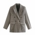 temperament double-breasted loose houndstooth suit jacket NSAC14612