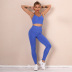 solid color stitching shockproof gather bra fitness yoga pants suit  NSLX14683
