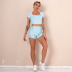 Bow Solid Color Short-Sleeved Shorts Yoga Suit NSNS14720