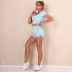 Bow Solid Color Short-Sleeved Shorts Yoga Suit NSNS14720