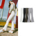casual solid color elastic slim high-waist long pants NSLD14778