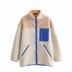 color matching thickened zipper lamb wool coat NSAC17934