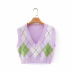 knitted V-neck plaid autumn vest  NSAC17938